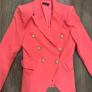 Coral Double-Breasted Women's Blazer